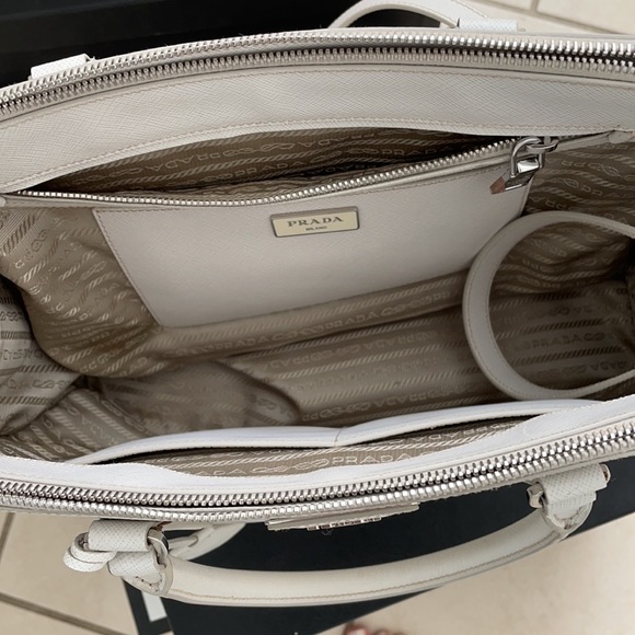 Prada Galleria Saffiano Talco Large Shoulder Bag - Picture 6 of 12